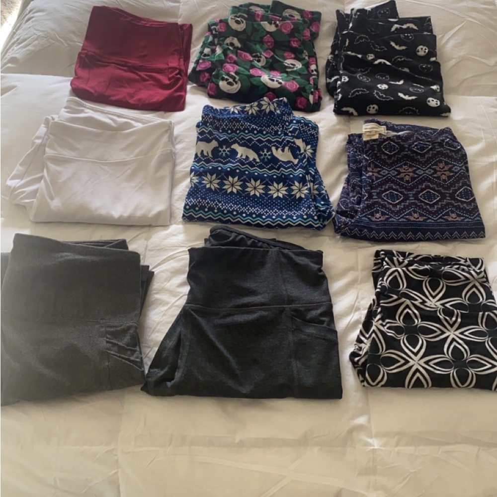 Women's 9 pairs of leggings bundle-Mixed Colors & Prints